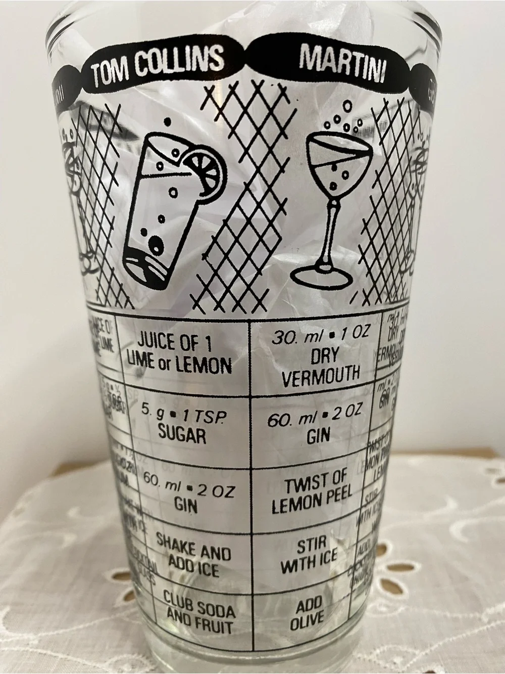 Vintage Glass Irvinware Cocktail Recipe Mixing MCM Barware 14 Oz USA